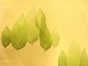 アンティーク　塩瀬　手描き　木ノ葉模様名古屋帯